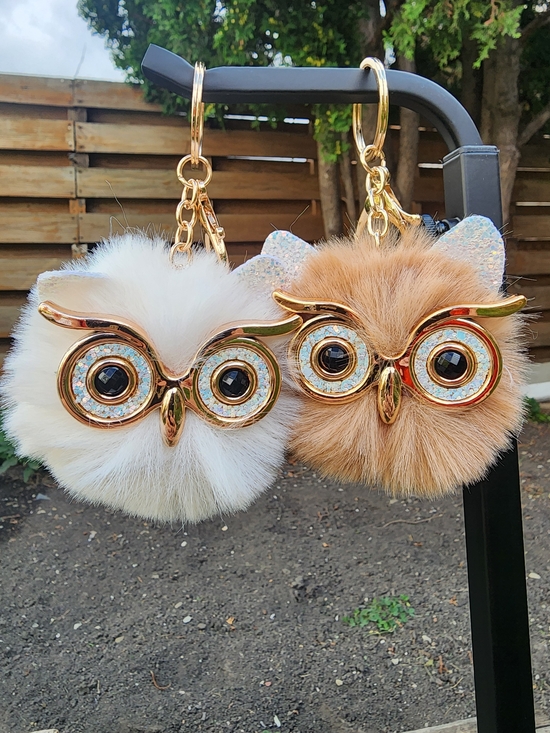 Accessories - Adorable Owl Faux Fur Pom Keychain Bag Charm - Pick One